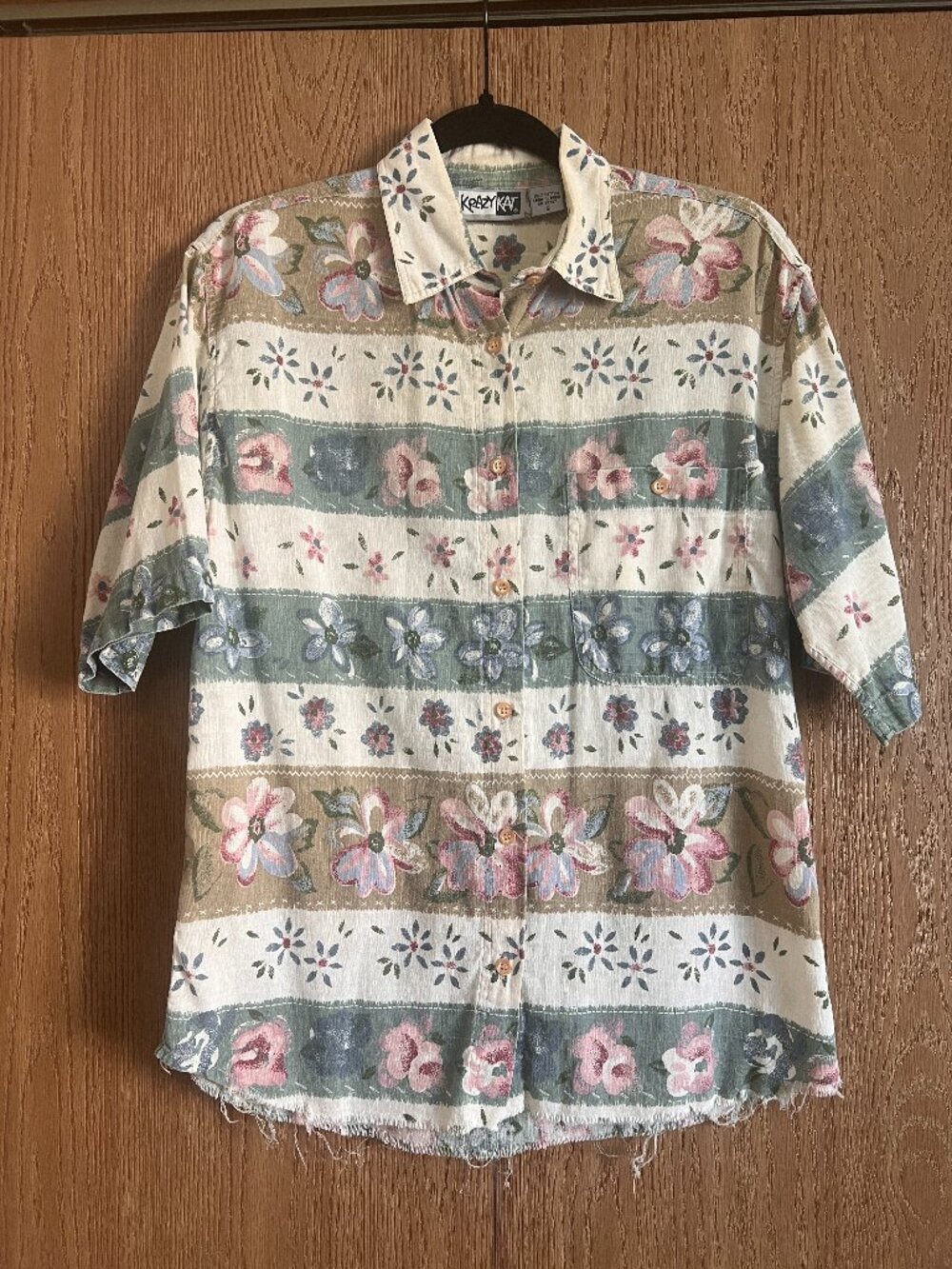 Vintage Krazy Kat Floral Button-Down Shirt